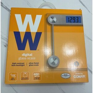 WW Weight Watchers Conair Digital Glass Scale 400lb Capacity Silver WW26X NEW